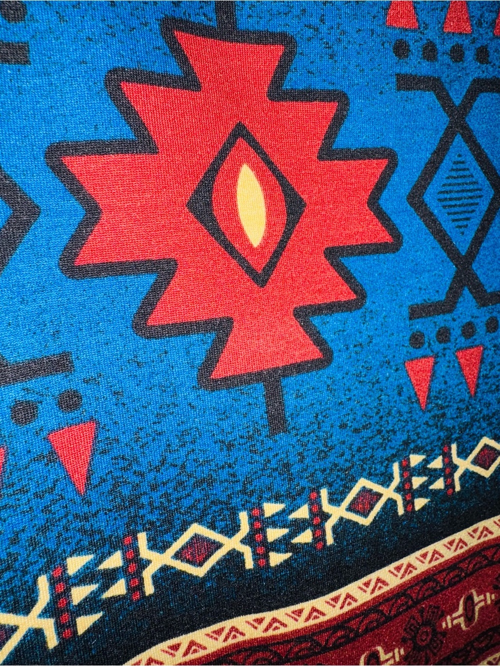 LuLaRoe Short Sleeve V-Neck Top - Blue, Red, Gold - Picture 4 of 4